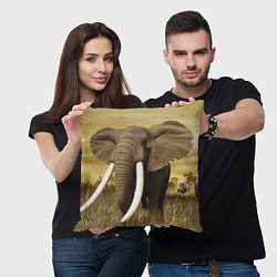 Подушка квадратная Могучий слон, цвет: 3D-принт — фото 2