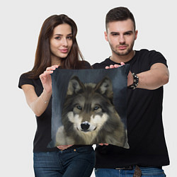 Подушка квадратная Зимний волк, цвет: 3D-принт — фото 2