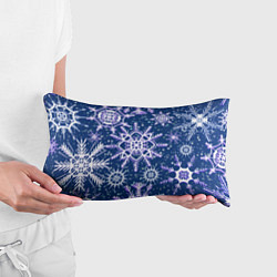 Подушка-антистресс Белые снежинки на темно-синем фоне, цвет: 3D-принт — фото 2