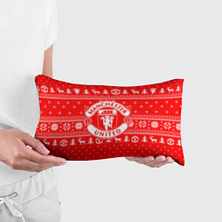Подушка-антистресс FC Manchester United: Новогодний узор, цвет: 3D-принт — фото 2