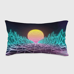 Подушка-антистресс Vaporwave Закат солнца в горах Neon, цвет: 3D-принт