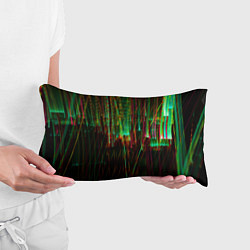 Подушка-антистресс Абстрактное множество зелёных неоновых лучей, цвет: 3D-принт — фото 2
