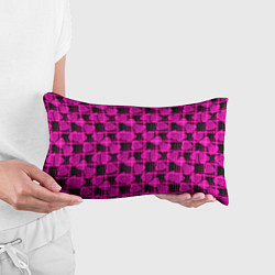 Подушка-антистресс Black and pink hearts pattern on checkered, цвет: 3D-принт — фото 2