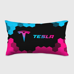 Подушка-антистресс Tesla - neon gradient: надпись и символ, цвет: 3D-принт
