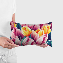 Подушка-антистресс Букет акварельных тюльпанов, цвет: 3D-принт — фото 2