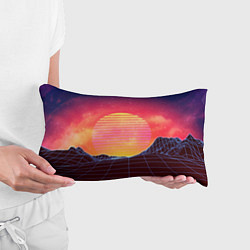 Подушка-антистресс Абстрактные 3D неоновые горы на закате, цвет: 3D-принт — фото 2
