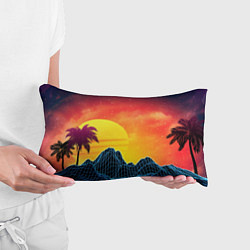 Подушка-антистресс Тропический остров на закате ретро иллюстрация, цвет: 3D-принт — фото 2