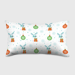 Подушка-антистресс Кролик с подарком и новогодними шариками