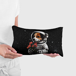 Подушка-антистресс Щенок космонавт с тюльпанами, цвет: 3D-принт — фото 2