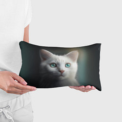 Подушка-антистресс Милый белый кот с голубыми глазами, цвет: 3D-принт — фото 2