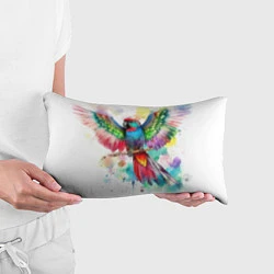 Подушка-антистресс Разноцветный акварельный попугай с расправленными, цвет: 3D-принт — фото 2