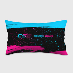 Подушка-антистресс Counter Strike 2 - neon gradient: надпись и символ, цвет: 3D-принт