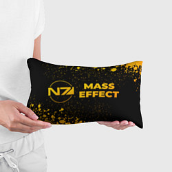 Подушка-антистресс Mass Effect - gold gradient: надпись и символ, цвет: 3D-принт — фото 2