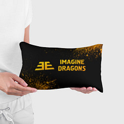 Подушка-антистресс Imagine Dragons - gold gradient: надпись и символ, цвет: 3D-принт — фото 2