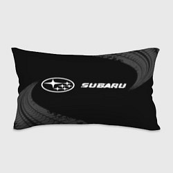 Подушка-антистресс Subaru speed на темном фоне со следами шин: надпис, цвет: 3D-принт