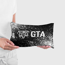 Подушка-антистресс GTA glitch на темном фоне: надпись и символ, цвет: 3D-принт — фото 2
