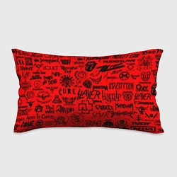Подушка-антистресс Лучшие рок группы на красном, цвет: 3D-принт
