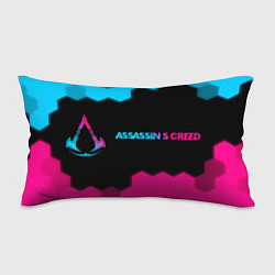 Подушка-антистресс Assassins Creed - neon gradient: надпись и символ, цвет: 3D-принт