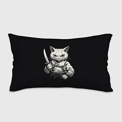 Подушка-антистресс Черно-белый кот самурай, цвет: 3D-принт