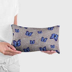 Подушка-антистресс Газетные обрывки и синие бабочки, цвет: 3D-принт — фото 2