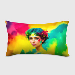 Подушка-антистресс Девушка с зелёными глазами в брызгах краски, цвет: 3D-принт