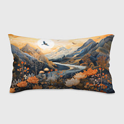 Подушка-антистресс Солнечное утро в цветущих горах, цвет: 3D-принт