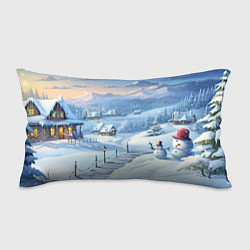 Подушка-антистресс Новогодний дворик со снеговиком, цвет: 3D-принт