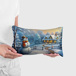 Подушка-антистресс Новый год и снеговик, цвет: 3D-принт — фото 2