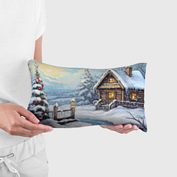 Подушка-антистресс Деревянный зимний домик, цвет: 3D-принт — фото 2