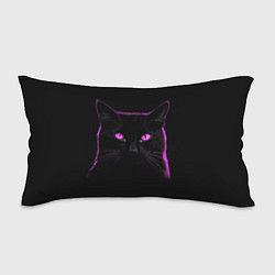 Подушка-антистресс Черный кот в розовом свечении, цвет: 3D-принт