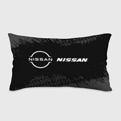 Подушка-антистресс Nissan speed на темном фоне со следами шин по-гори, цвет: 3D-принт