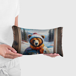 Подушка-антистресс Бурый медведь в зимней одежде, цвет: 3D-принт — фото 2