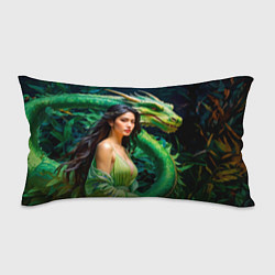Подушка-антистресс Нейросеть - девушка с зелёным драконом, цвет: 3D-принт