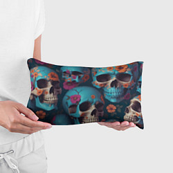 Подушка-антистресс Черепа с цветами синие, цвет: 3D-принт — фото 2
