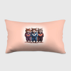 Подушка-антистресс Три полосатых кота в спортивных костюмах пацана, цвет: 3D-принт