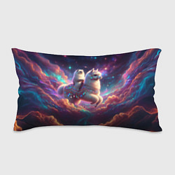 Подушка-антистресс Космос и кот едет верхом на альпаке, цвет: 3D-принт