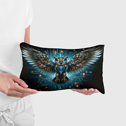 Подушка-антистресс Величественная кибернетическая сова на фоне футури, цвет: 3D-принт — фото 2