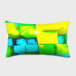 Подушка-антистресс Зелёные кубы разломы, цвет: 3D-принт