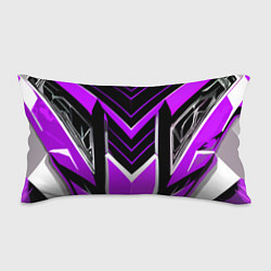 Подушка-антистресс Фиолетово-серые полосы на чёрном фоне, цвет: 3D-принт