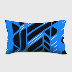 Подушка-антистресс Black and white stripes on a blue background, цвет: 3D-принт