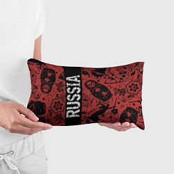 Подушка-антистресс Россия на фоне матрёшек балалайки и славянских узо, цвет: 3D-принт — фото 2