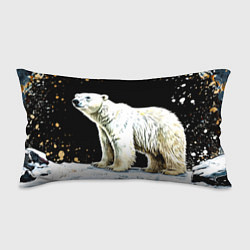 Подушка-антистресс Белый медведь на черном, цвет: 3D-принт