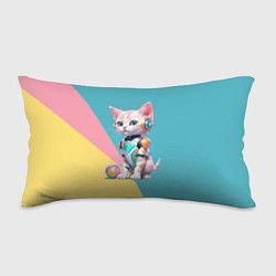 Подушка-антистресс Кибер котёнок с мячиком - милашка, цвет: 3D-принт