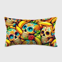 Подушка-антистресс Colorfull skulls and bananas - pop art pattern, цвет: 3D-принт