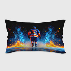 Подушка-антистресс Хоккеист в синем пламени, цвет: 3D-принт