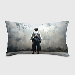 Подушка-антистресс Боец айкидо на сером, цвет: 3D-принт