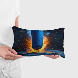 Подушка-антистресс Синяя боксерская груша в огне, цвет: 3D-принт — фото 2