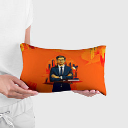 Подушка-антистресс Аналитик на оранжевом, цвет: 3D-принт — фото 2