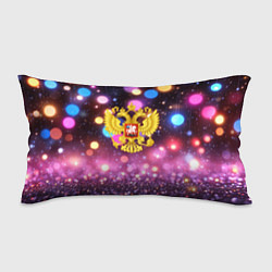 Подушка-антистресс Герб России на фоне бокке, цвет: 3D-принт