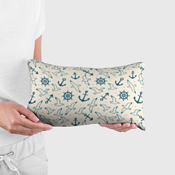 Подушка-антистресс Морской паттерн из штурвалов, чаек и якорей, цвет: 3D-принт — фото 2